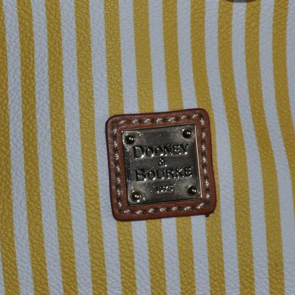 New Dooney & Bourke Sullivan Bucket Drawstring Yellow White Striped Purse - Picture 4 of 14